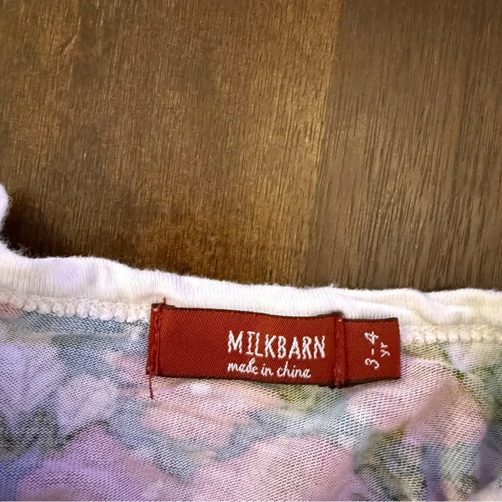 Milkbarn‎ Floral Kids Footless One Piece Pink Green Pajama Floral 3-4 years